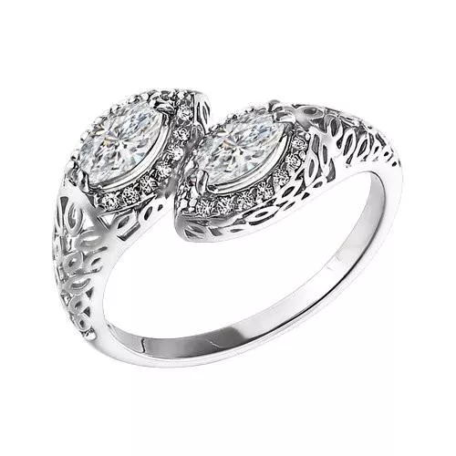 Кольцо из серебра с фианитами