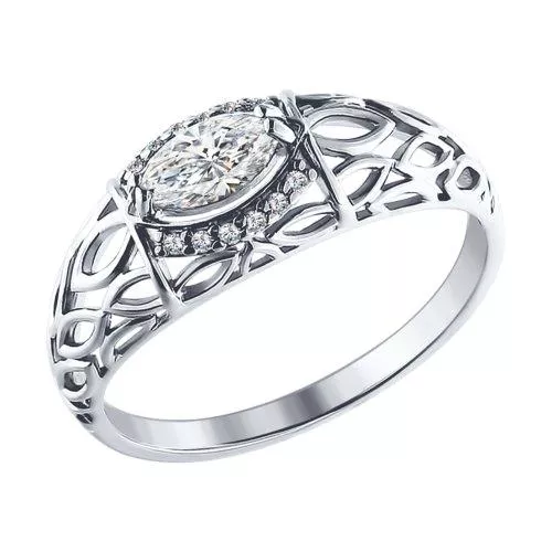 Кольцо из серебра с фианитами