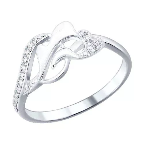 Кольцо из серебра с фианитами