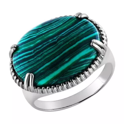 Кольцо из серебра с малахитом
