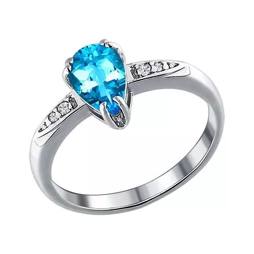 Кольцо из серебра с топазом и фианитами