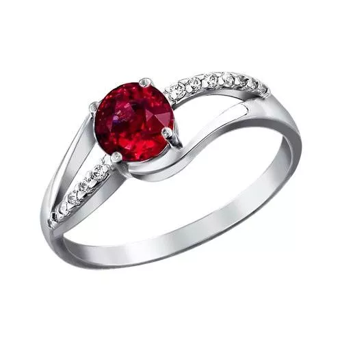 Кольцо из серебра с красным фианитом