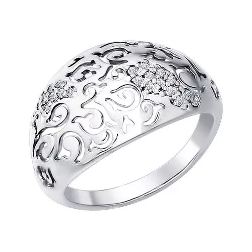 Кольцо из серебра с фианитами