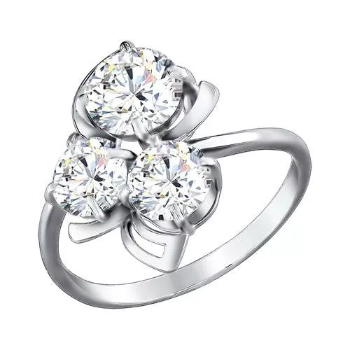 Кольцо из серебра с фианитами