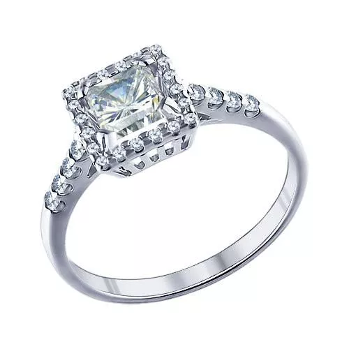 Кольцо из серебра с фианитами