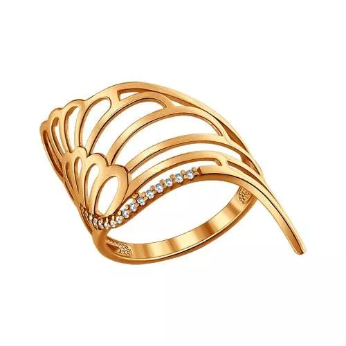 Кольцо из золочёного серебра с фианитами