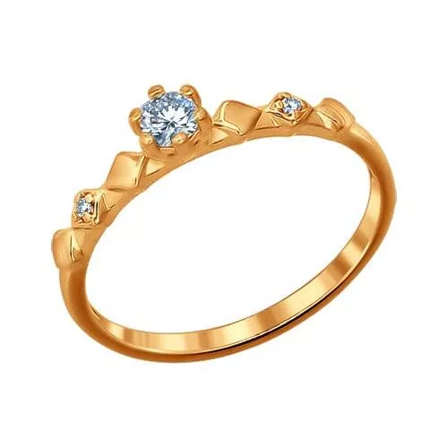 Кольцо из золочёного серебра с фианитами