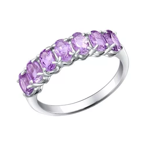 Кольцо из серебра с аметистами