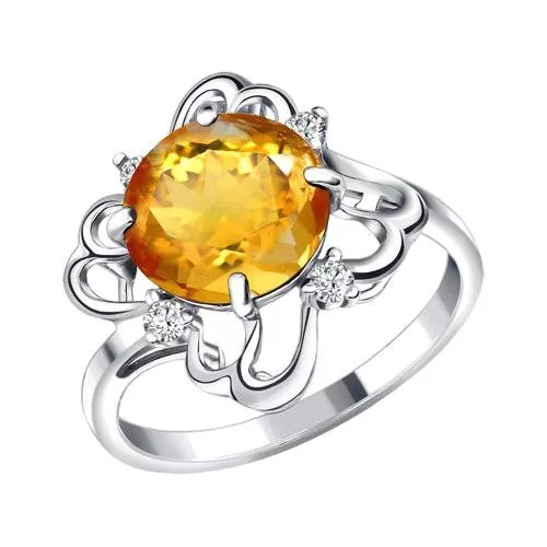 Кольцо из серебра с цитрином