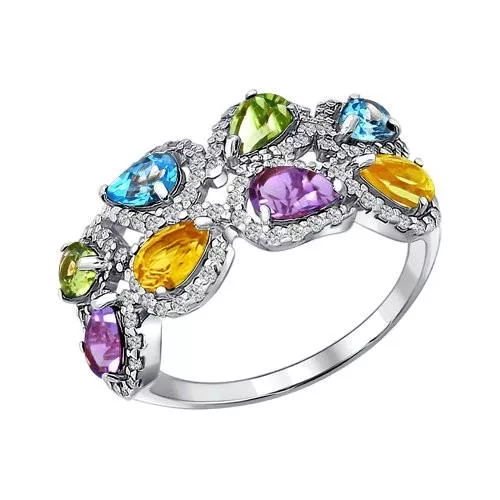 Кольцо из серебра с миксом камней