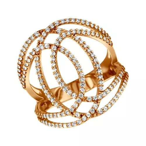 Кольцо из золочёного серебра с фианитами