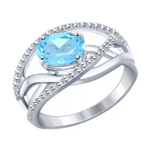 Кольцо из серебра с топазом и фианитами