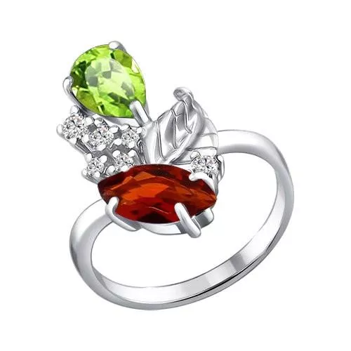 Кольцо из серебра с миксом камней