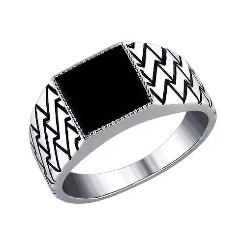 Печатка с эмалью и ониксом