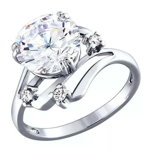 Кольцо из серебра с фианитами