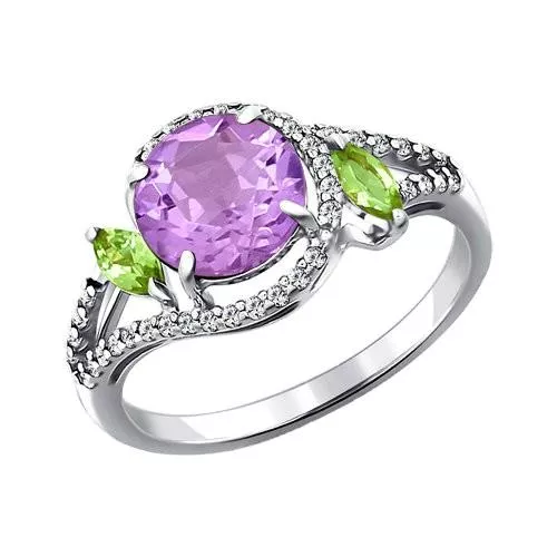 Кольцо из серебра с миксом камней