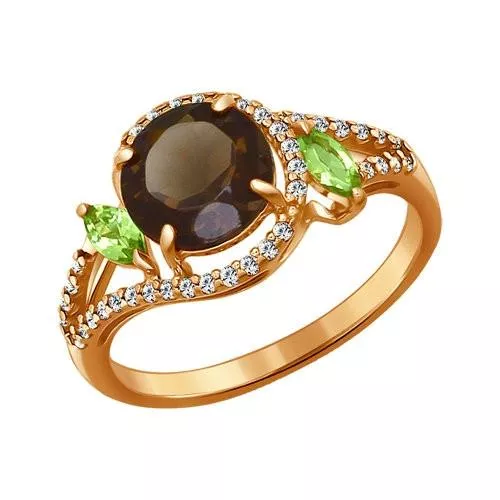 Кольцо из золочёного серебра с миксом камней