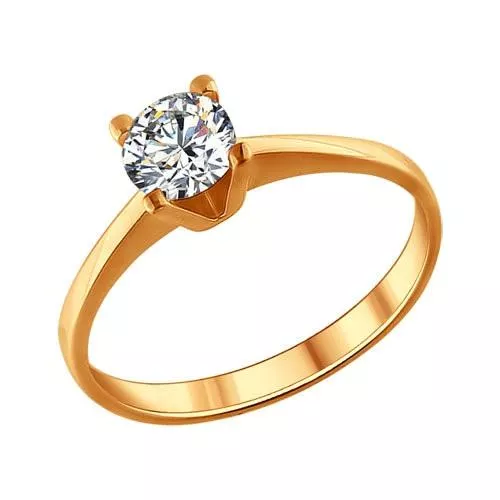 Позолоченное помолвочное кольцо с фианитом