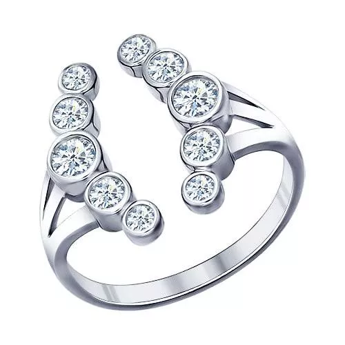 Кольцо «Зимняя Вишня» из серебра с фианитами