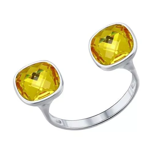Кольцо из серебра с жёлтыми кристаллами swarovski