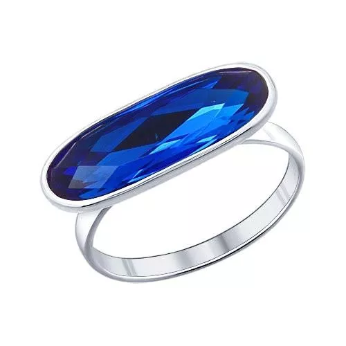 Кольцо из серебра с синим кристаллом swarovski