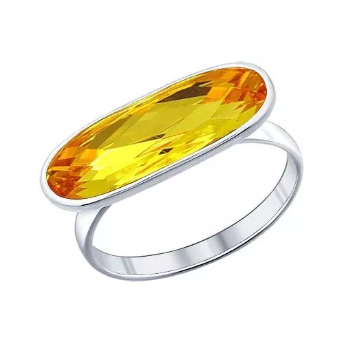 Кольцо из серебра с жёлтым кристаллом swarovski