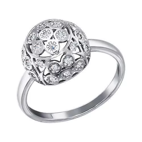 Кольцо из серебра с фианитами