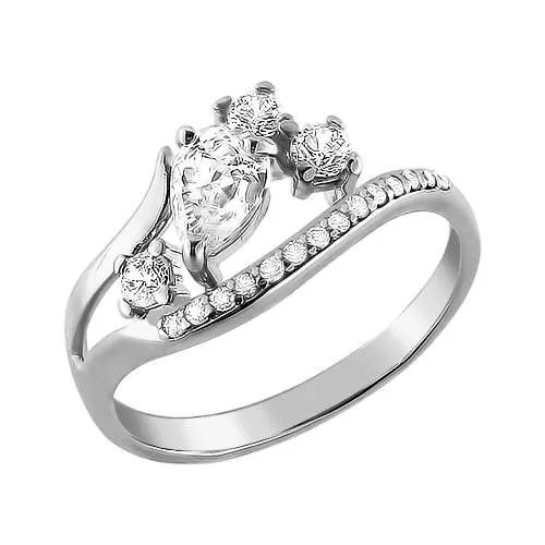 Кольцо из серебра с фианитами