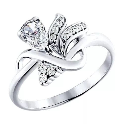 Кольцо из серебра с фианитами