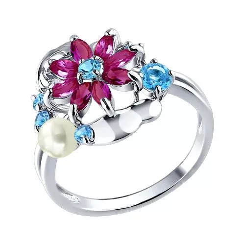 Кольцо из серебра с миксом камней