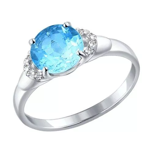 Кольцо из серебра с топазом и фианитами