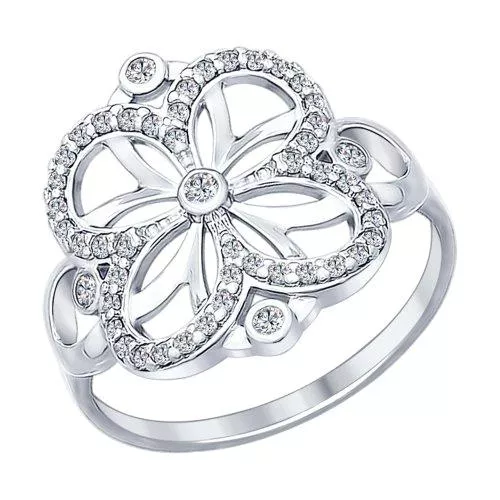 Кольцо из серебра с фианитами