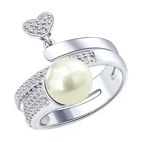 Кольцо из серебра с  и фианитами