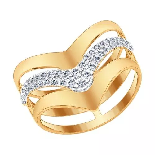 Кольцо из золочёного серебра с фианитами