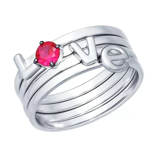 Наборное кольцо «Love» из серебра