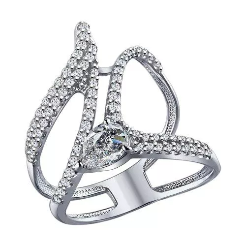 Кольцо из серебра с фианитами