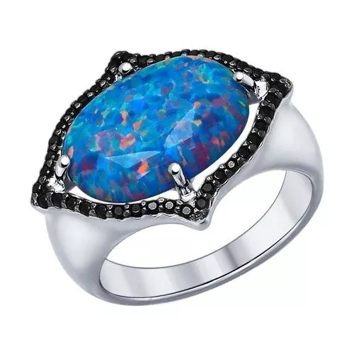 Кольцо из серебра с чёрными фианитами