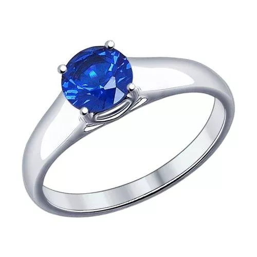 Кольцо из серебра с синим фианитом