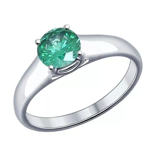 Кольцо из серебра с зелёным фианитом