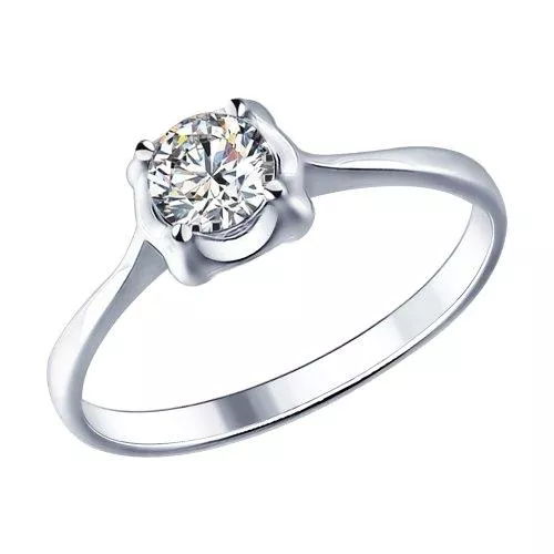 Помолвочное кольцо из серебра с фианитом