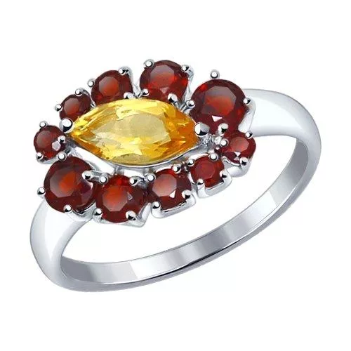 Кольцо из серебра с полудрагоценными вставками