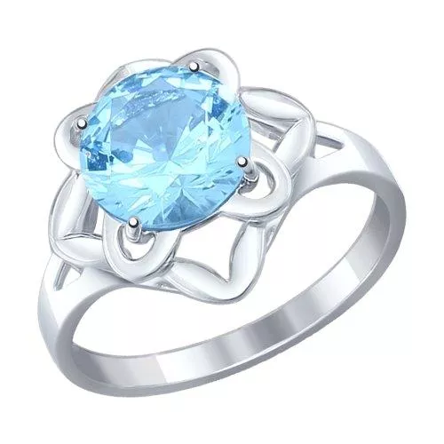 Кольцо из серебра с голубым топазом