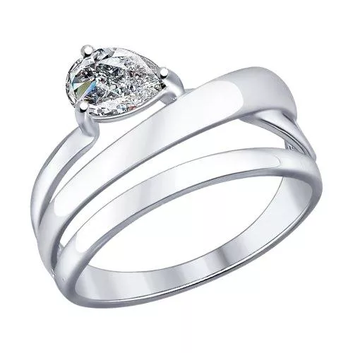 Кольцо из серебра с фианитом