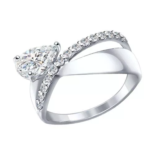 Кольцо из серебра с фианитами