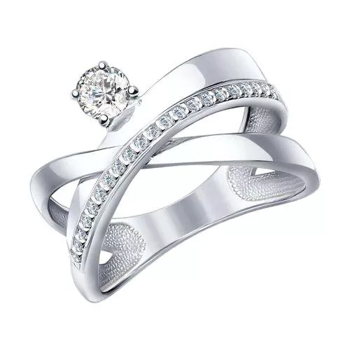 Кольцо из серебра с фианитами