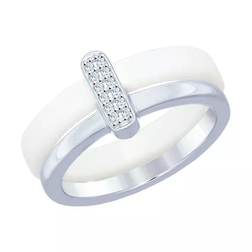 Кольцо из серебра с керамикой и фианитами