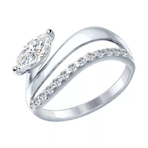 Кольцо из серебра с фианитами