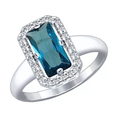 Кольцо из серебра с ситаллом и фианитами