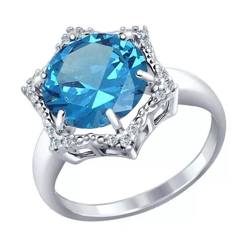 Кольцо из серебра с ситаллом и фианитами