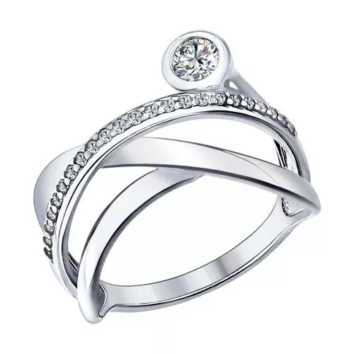 Кольцо из серебра с фианитами